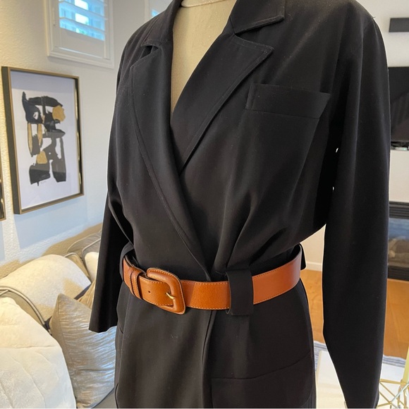 VTG Nordstrom Town Square Long Sleeve Belted Black Midi Dress, Size 8 - Picture 13 of 15